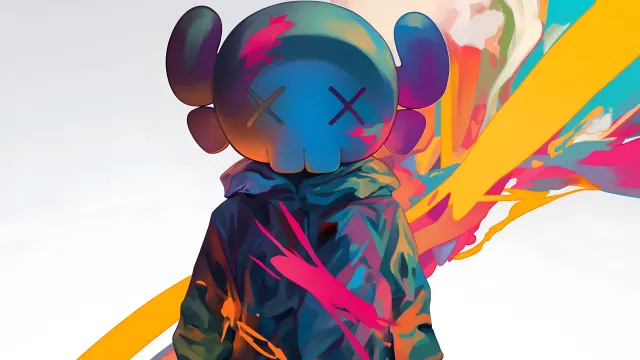Kaws Companion Colorful Splatter wallpaper from Pixipics