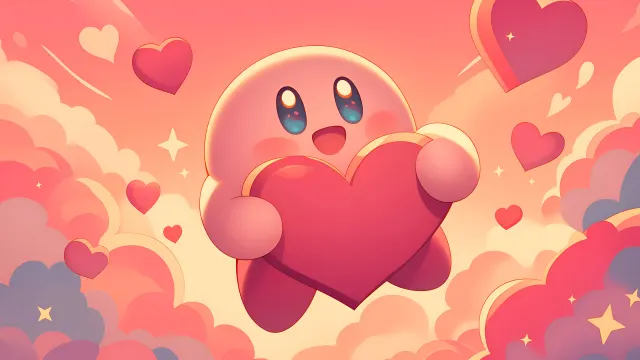 Kirby Holding Heart Valentines Day wallpaper on Pixipics