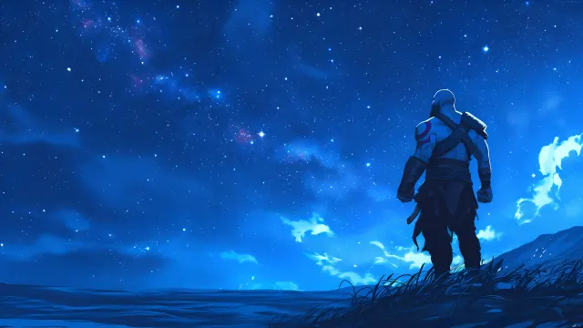 Kratos Under Stars Laptop wallpaper on Pixipics