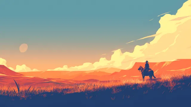 Man On Horse Western Minimalist wallpaper from Pixipics