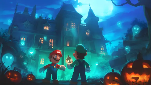 Mario Luigi Haunted Mansion Halloween wallpaper on Pixipics