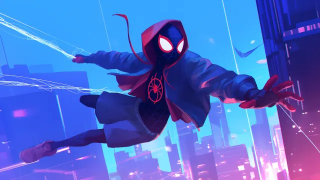 Miles Morales Spider Verse Flying wallpaper on Pixipics