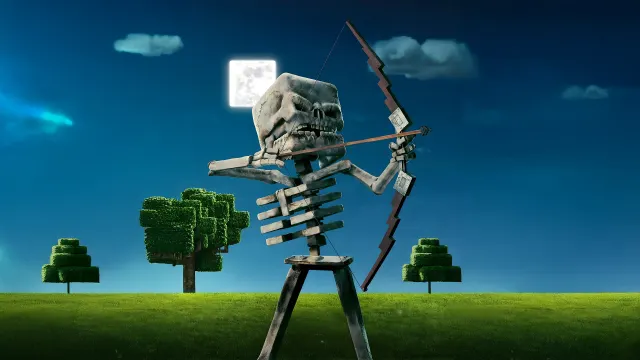 Minecraft Movie Skeleton Bow Night Moon wallpaper on Pixipics