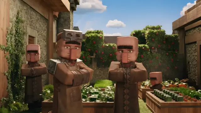 Minecraft Movie Villagers In Village wallpaper on Pixipics