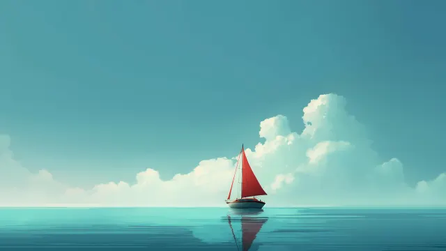 Minimalist Sailboat Ocean View wallpaper on Pixipics