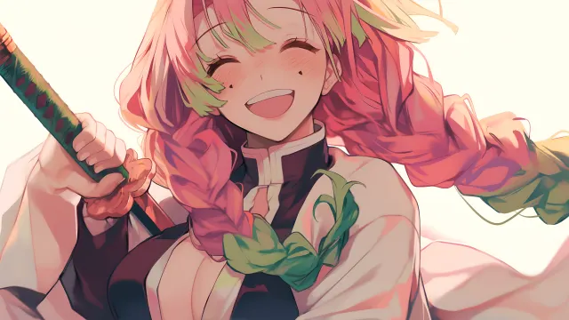 Mitsuri Kanroji Demon Slayer Happy wallpaper on Pixipics
