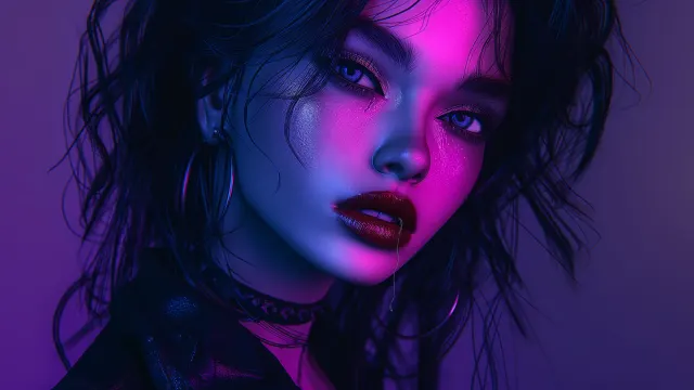 Neon Girl Portrait wallpaper on Pixipics