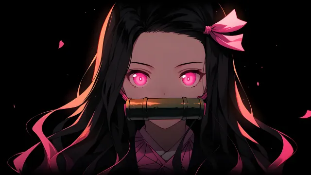 Nezuko Glowing Eyes Black wallpaper on Pixipics