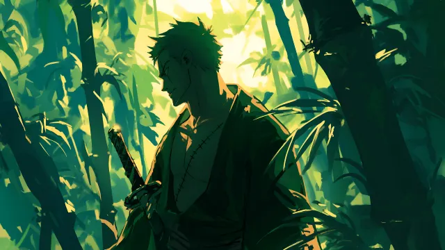 One Piece Roronoa Zoro Surrounded By Bamboo wallpaper on Pixipics