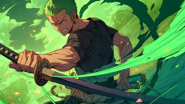 One Piece Roronoa Zoro With Sword Green wallpaper from Pixipics