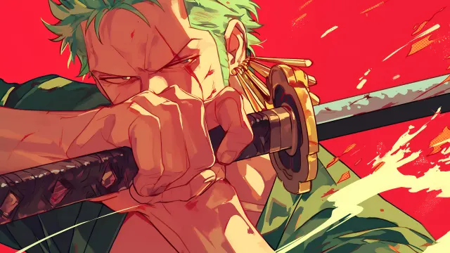 One Piece Roronoa Zoro With Sword Red wallpaper from Pixipics