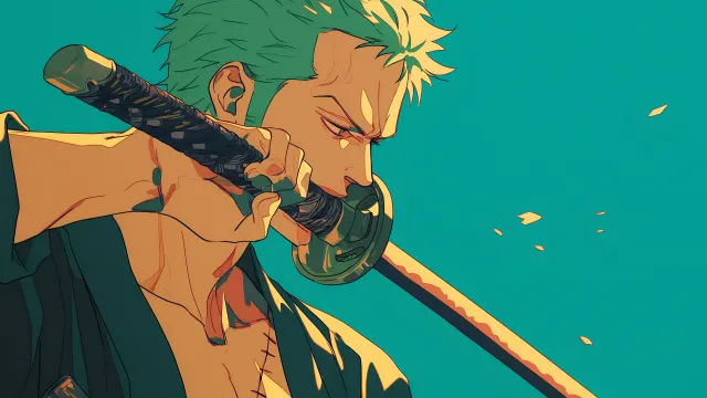 One Piece Roronoa Zoro With Sword Turquoise wallpaper from Pixipics