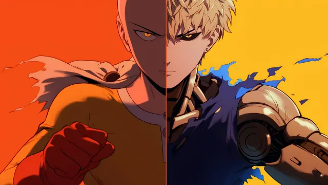 One Punch Man Saitama Genos Split wallpaper on Pixipics
