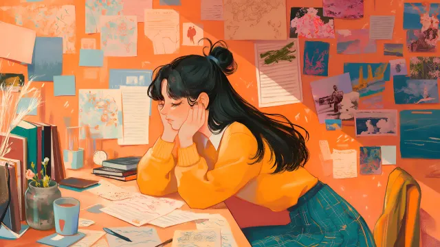 Orange Room Preppy Study Aesthetic wallpaper on Pixipics
