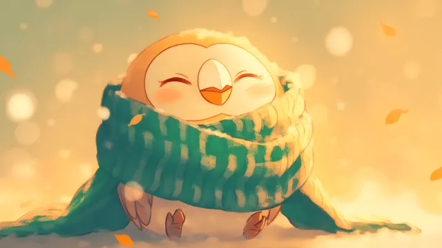 Pokemon Rowlet Knitted Scarf Cozy Laptop wallpaper on Pixipics
