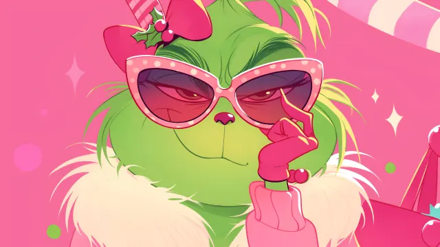 Preppy Grinch Retro Glamorous Look wallpaper on Pixipics