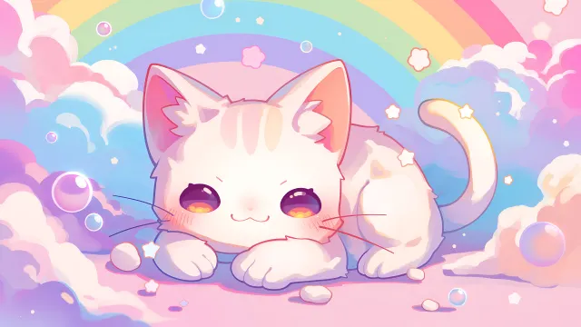 Rainbow Cat Kawaii wallpaper on Pixipics