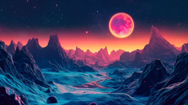 Retro Space Aesthetic Landscape wallpaper on Pixipics