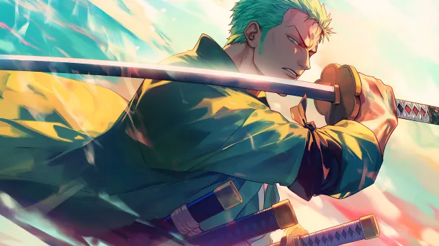 Roronoa Zoro Three Swords Pose wallpaper from Pixipics