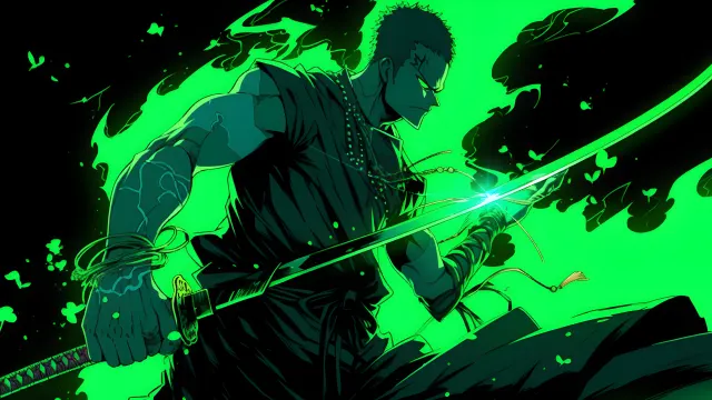 Roronoa Zoro With Sword Black Green wallpaper from Pixipics