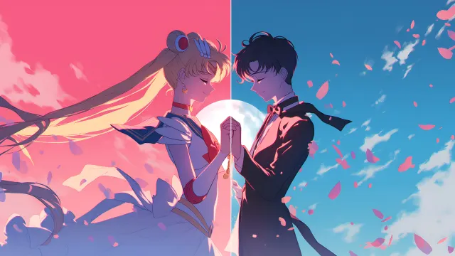 Sailor Moon And Tuxedo Mask Holding Hands wallpaper on Pixipics