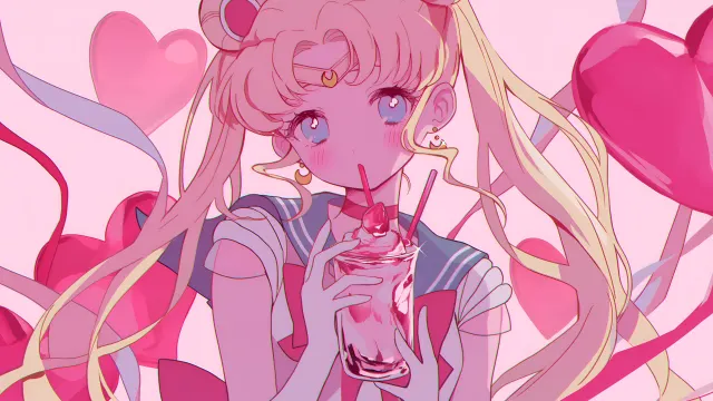 Sailor Moon Pink Milkshake wallpaper on Pixipics