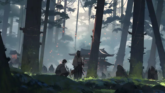 Samurai Settlement Forest wallpaper on Pixipics
