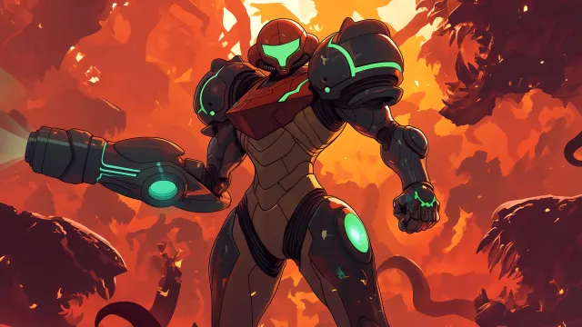 Samus Aran Metroid Fiery wallpaper on Pixipics