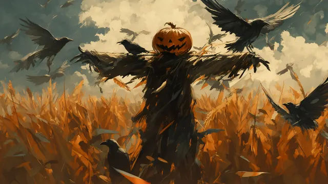 Scarecrow Pumpkin Head Cornfield wallpaper from Pixipics