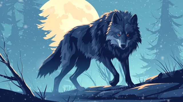 Scary Wolf In Snowy Forest Gif wallpaper on Pixipics