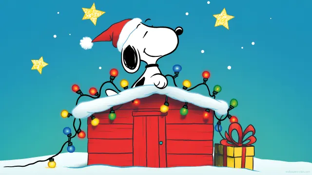 Snoopy Christmas Decorated Doghouse wallpaper from Pixipics