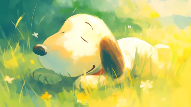 Snoopy Sleeping Summer Grass wallpaper on Pixipics