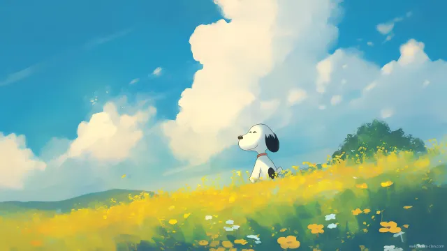 Snoopy Summer Meadow Bloom wallpaper on Pixipics