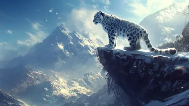 Snow Leopard Mountain wallpaper on Pixipics