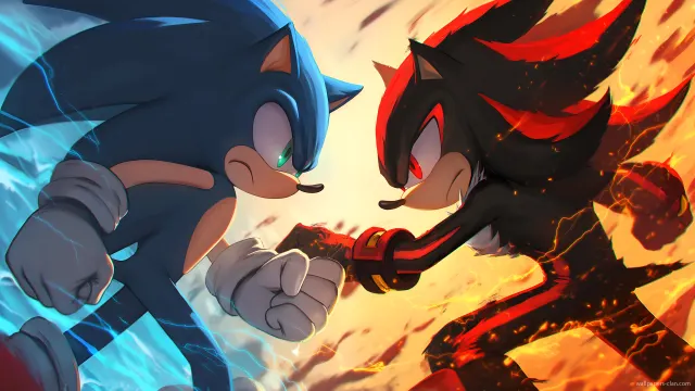 Sonic Vs Shadow Electric Clash wallpaper on Pixipics