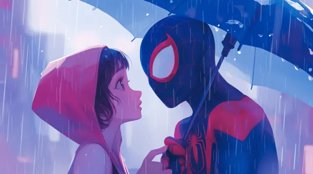 Spider Man Romantic Under The Rain Gif wallpaper on Pixipics