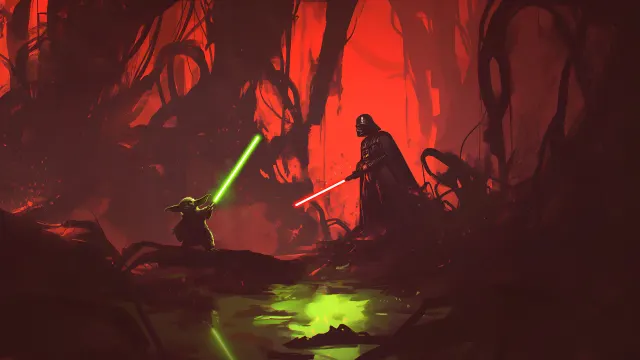 Star Wars Yoda Vs Vader Duel wallpaper on Pixipics