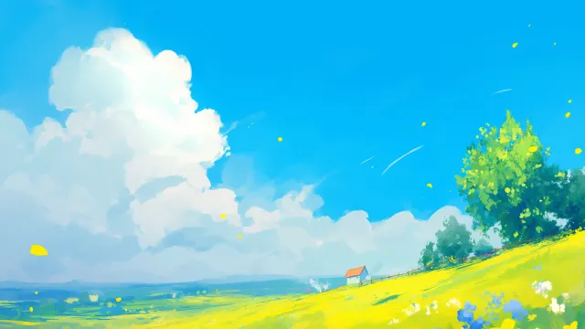 Sunny Meadow Countryside Bliss wallpaper on Pixipics