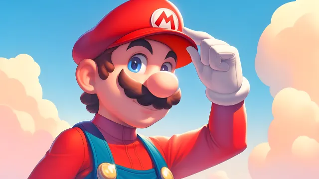 Super Mario Mario Looking Up In Clouds wallpaper on Pixipics