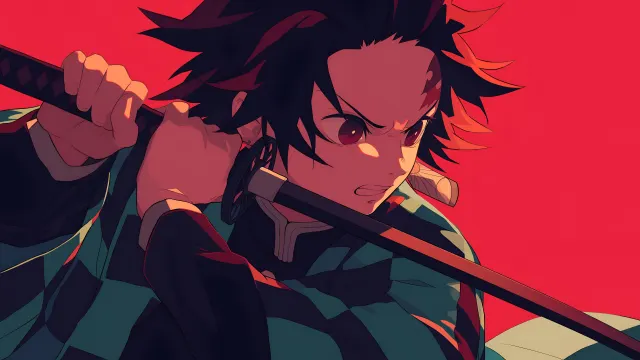 Tanjiro Kamado With Katana Red wallpaper on Pixipics