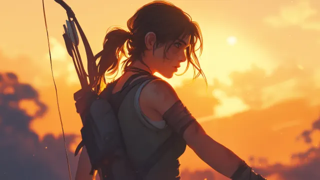 Tomb Eaider Lara Croft Sunset wallpaper on Pixipics