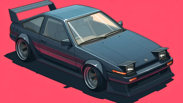 Toyota Ae86 Retro Car Pink wallpaper on Pixipics