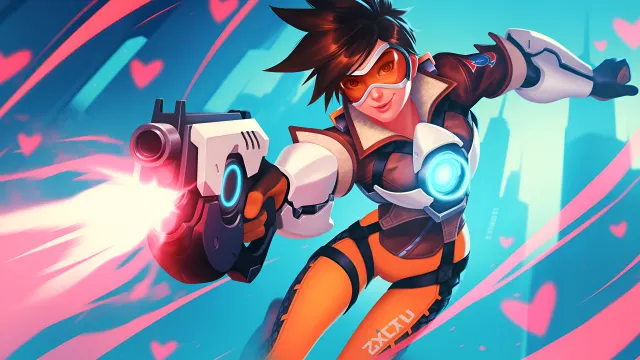 Tracer Overwatch Action Love Valentines wallpaper on Pixipics