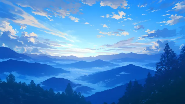 Tranquil Mountain Morning View wallpaper on Pixipics