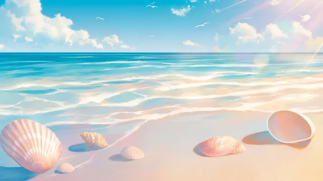 Tranquil Ocean Seashell Paradise wallpaper on Pixipics