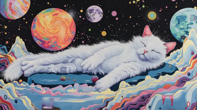 Trippy Cat In Space wallpaper on Pixipics