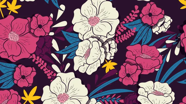 Tropical Flowers Leaves Pattern wallpaper on Pixipics