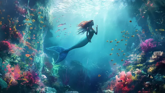 Underwater Mermaid Coral Reefs wallpaper from Pixipics