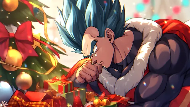 Vegeta With Christmas Gifts wallpaper on Pixipics