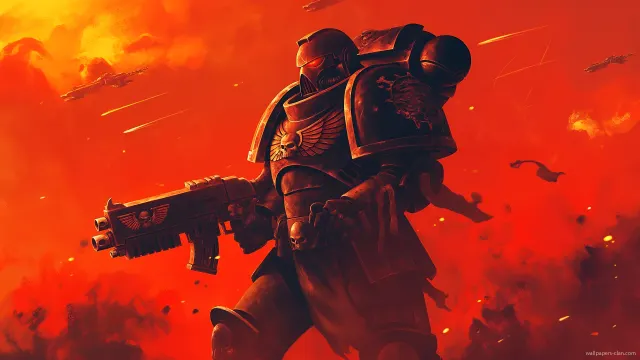 Warhammer 40K Red Armored Space Marine wallpaper on Pixipics